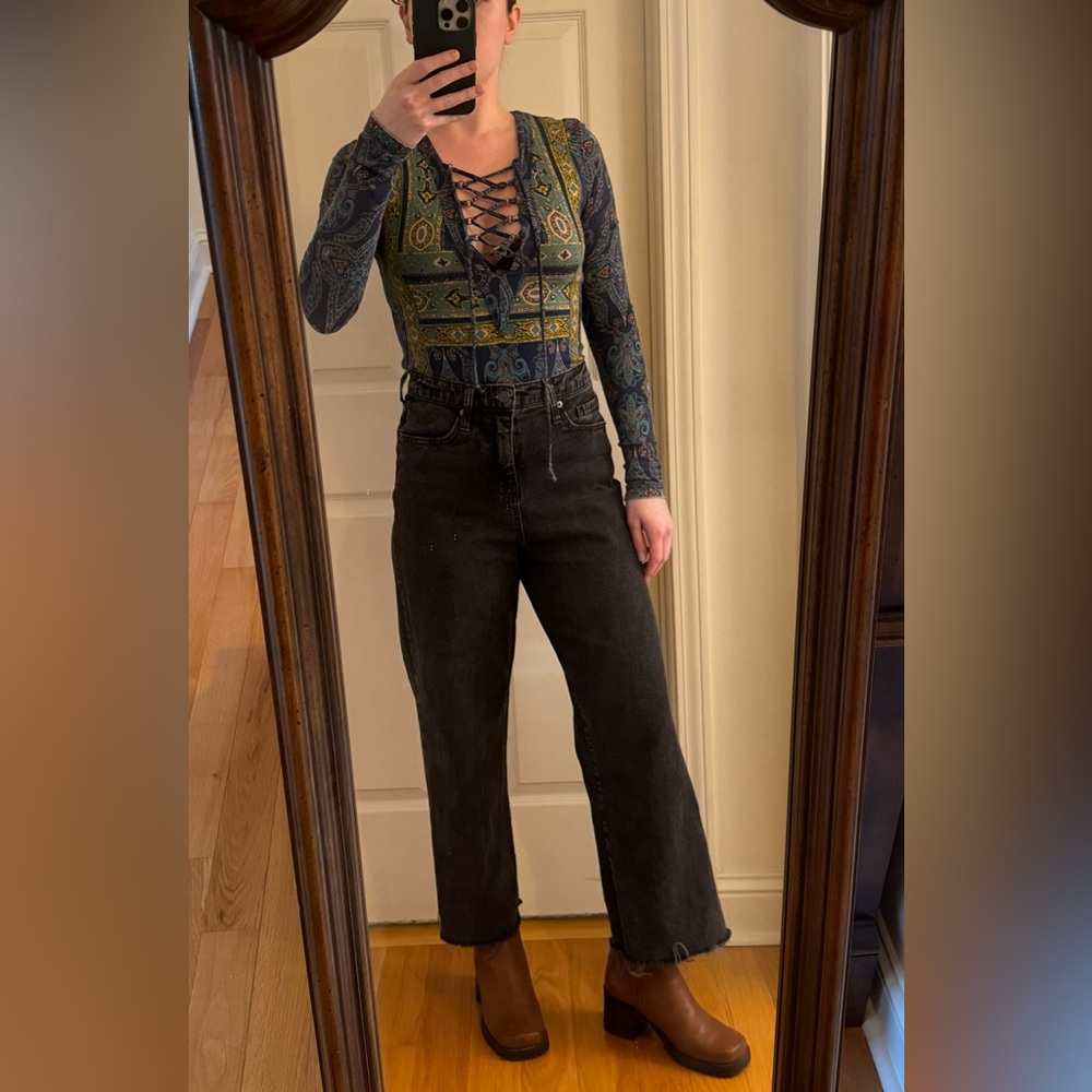 ~2 for $12~ FP Paisley Lace Up Top
